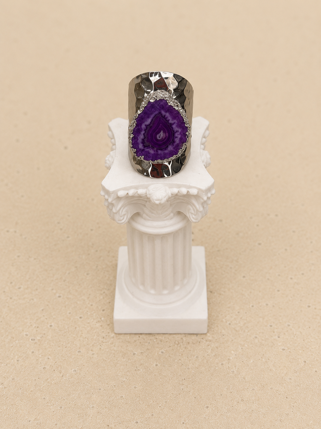 Raw cut amethyst ring