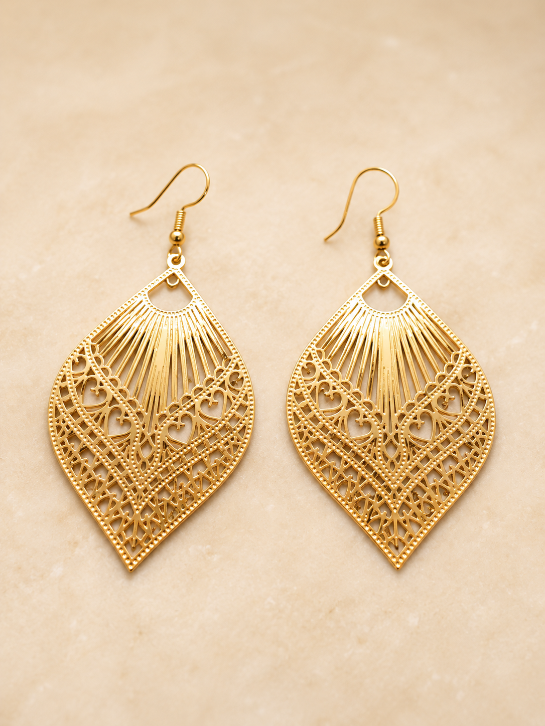 Rose gold fan earrings