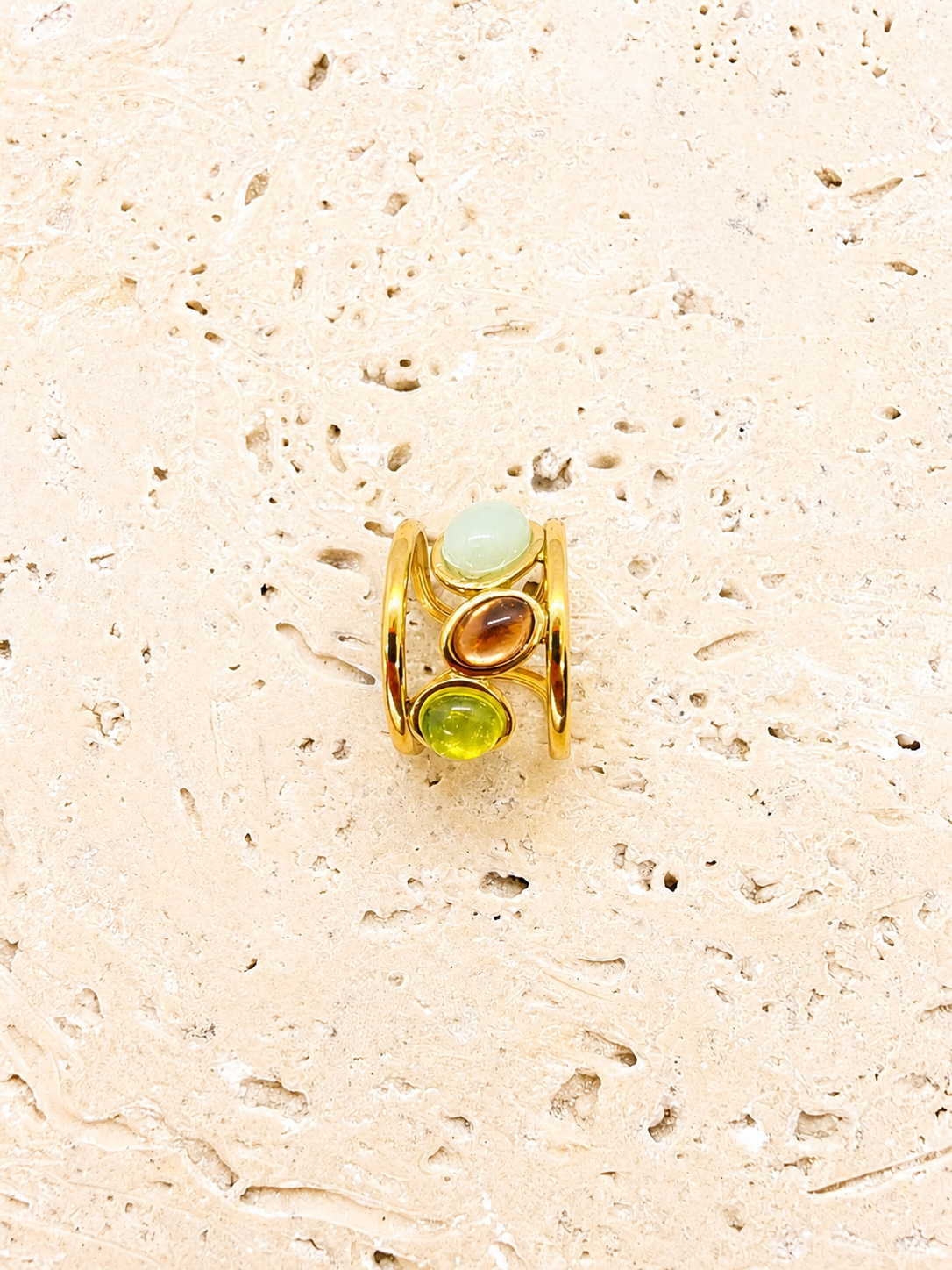 Crystal stone adjustable ring