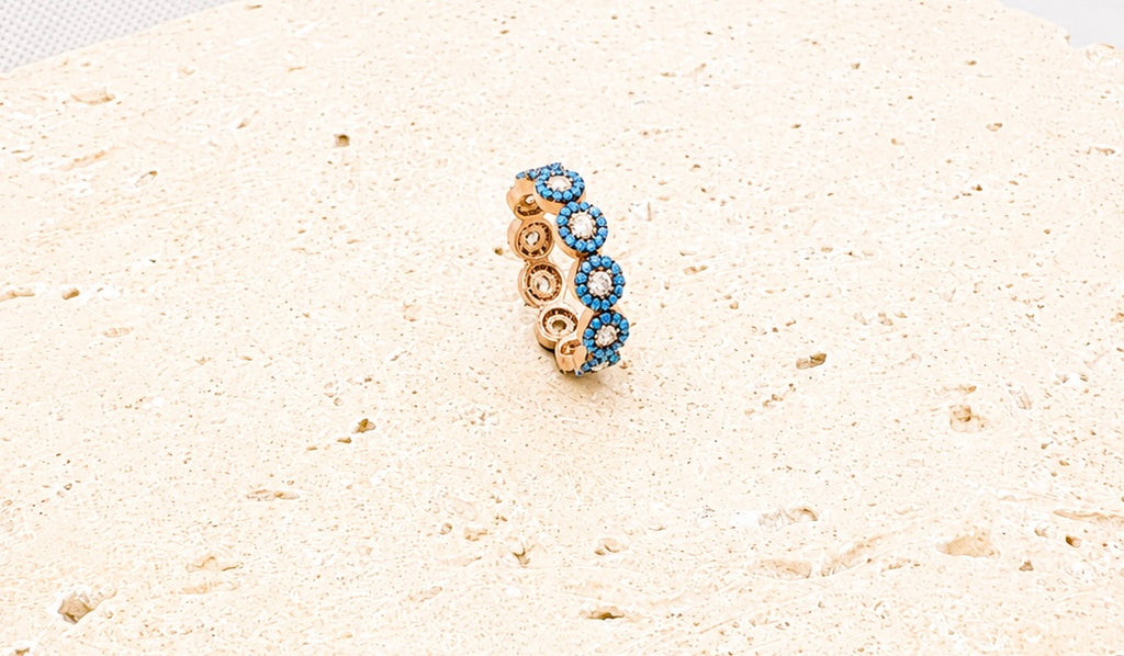 Turquoise crystal 24k gold ring
