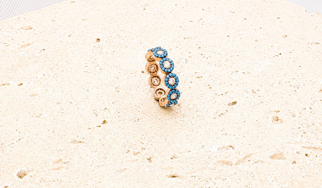 Turquoise crystal 24k gold ring