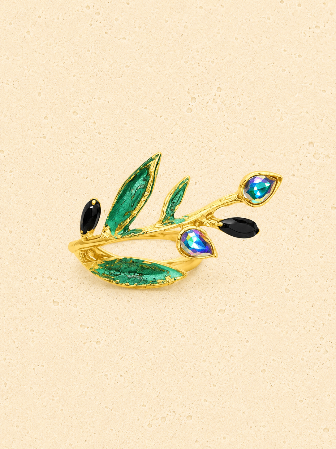 Bronze and crystal ring