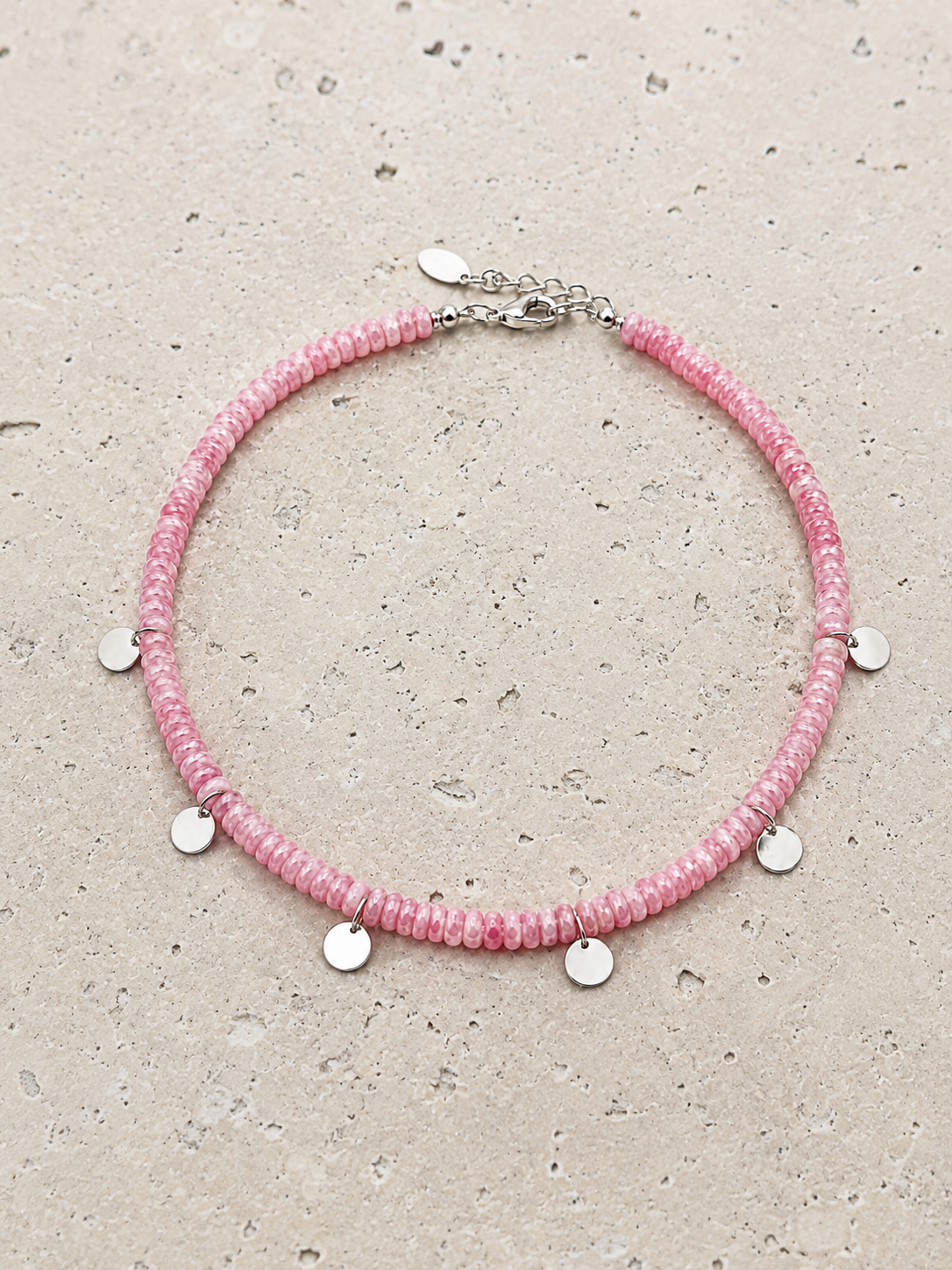 Pink quartz and Sterling Silver necklace