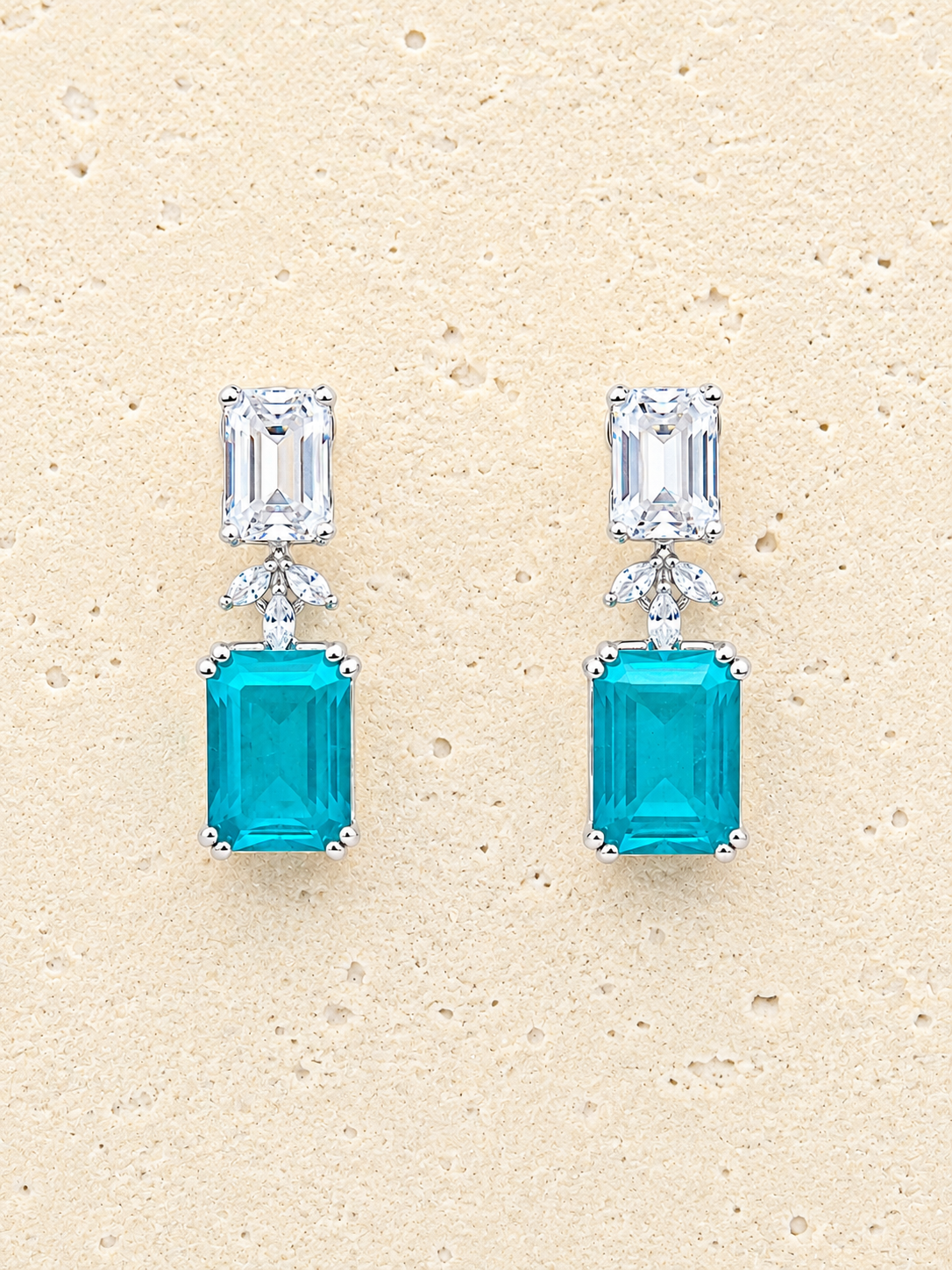 Silver and blue crystal earrings