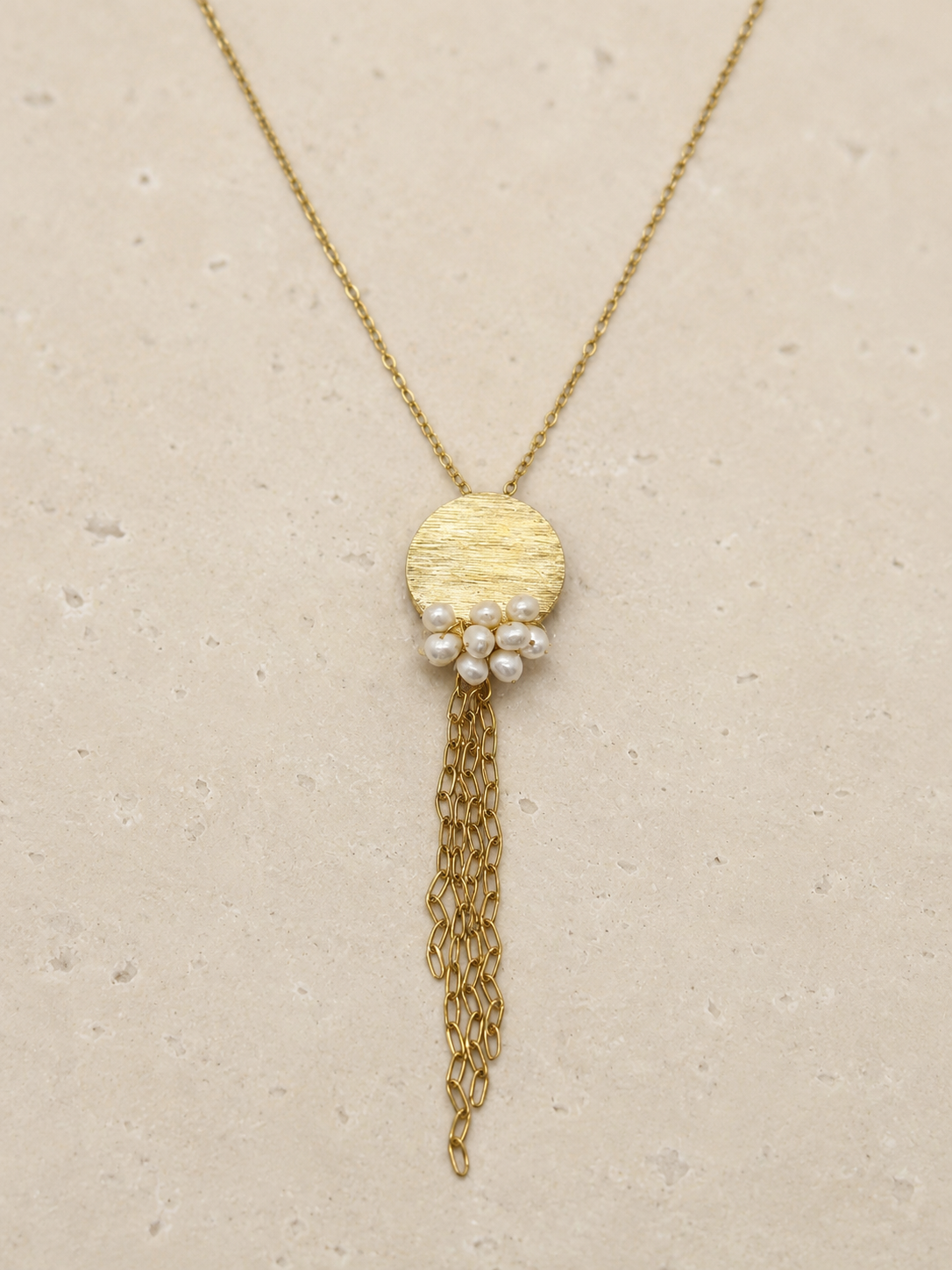 Brass and freshwater pearl necklace