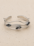 Silver and black Swarovski crystal cuff