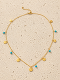 Turquoise and gold disc necklace