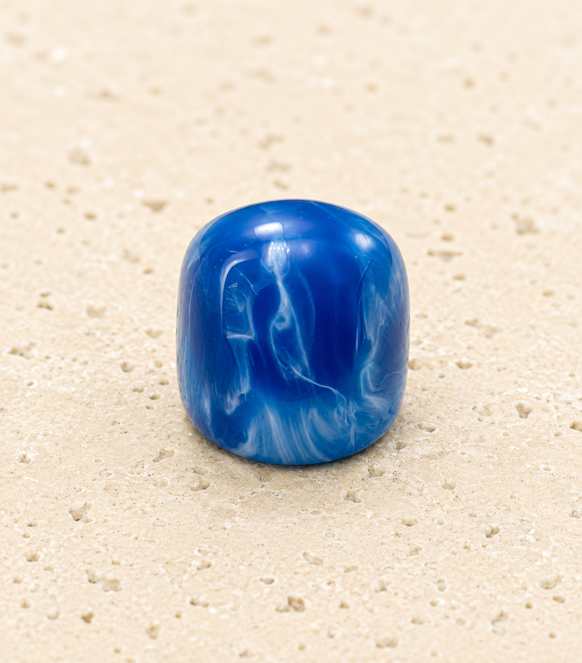 Blue marbled resin ring