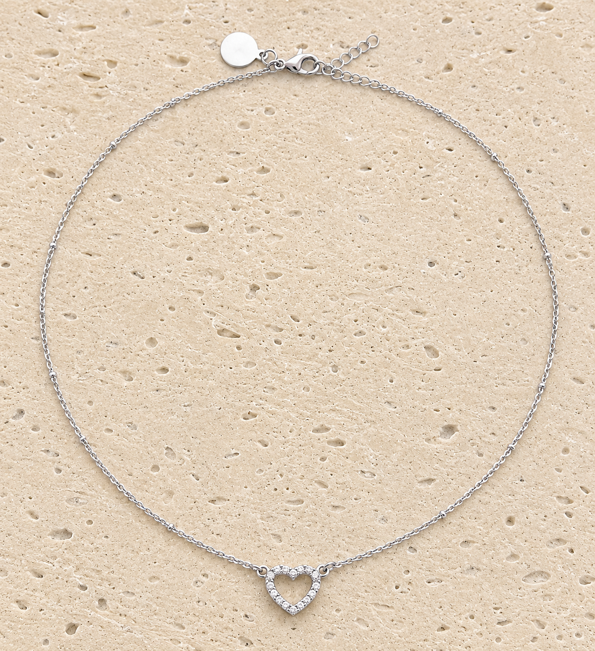 Silver crystal heart necklace
