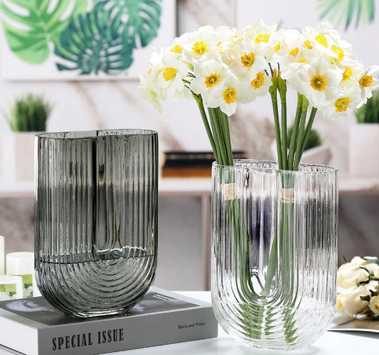 Apollo waterfall U-shape glass vase plain large