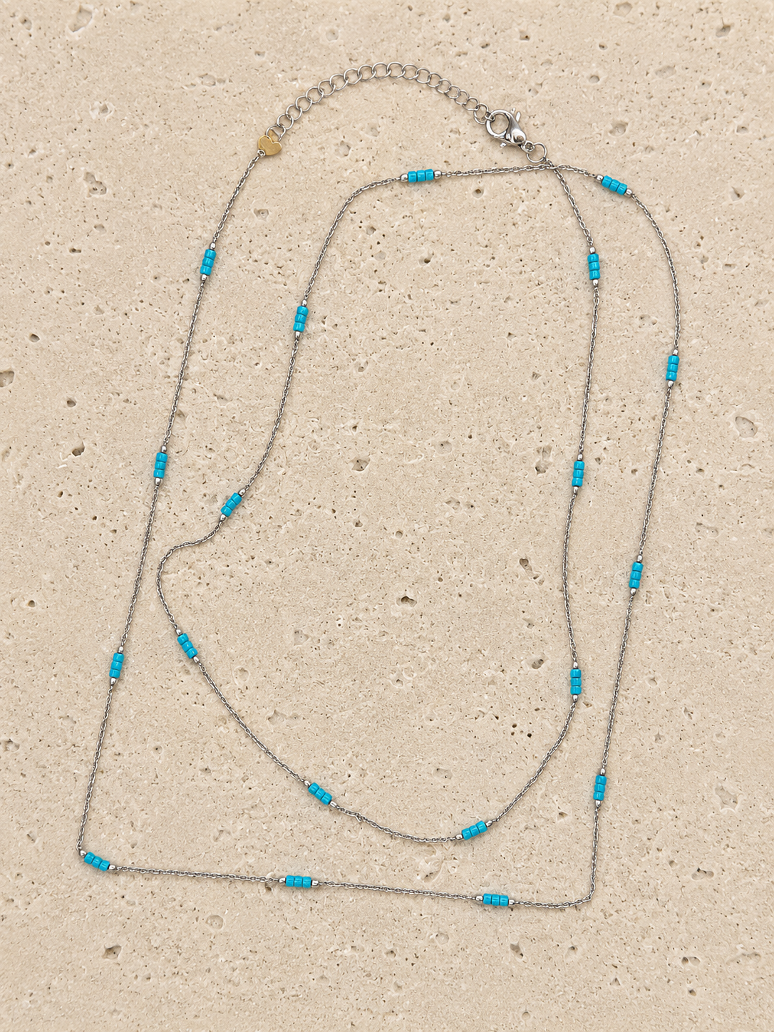 Turquoise silver adjustable length necklace