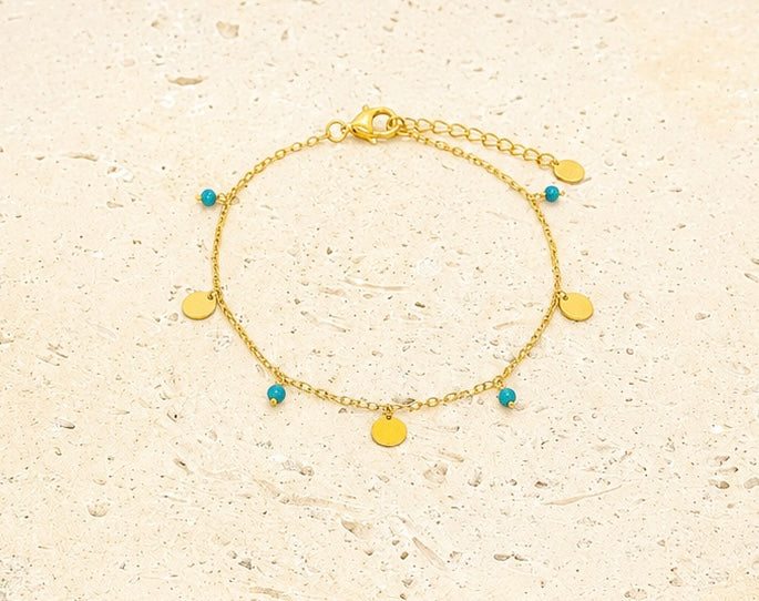 Turquoise and 24k gold bracelet