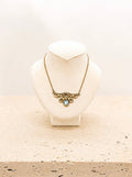 Brass Filigree Blue Crystal necklace