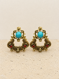 Turquoise and ruby earrings