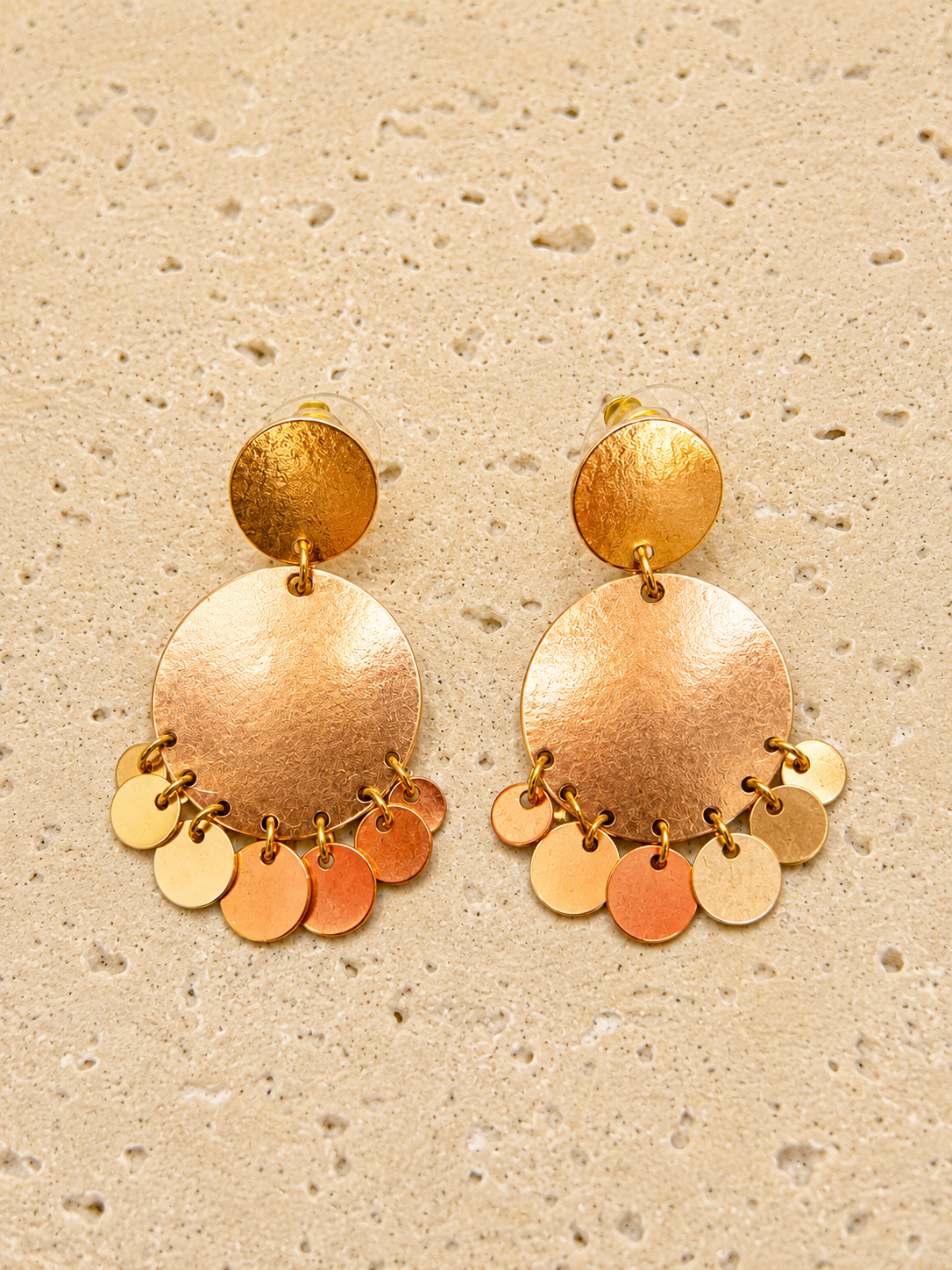 Rose gold disc earrings
