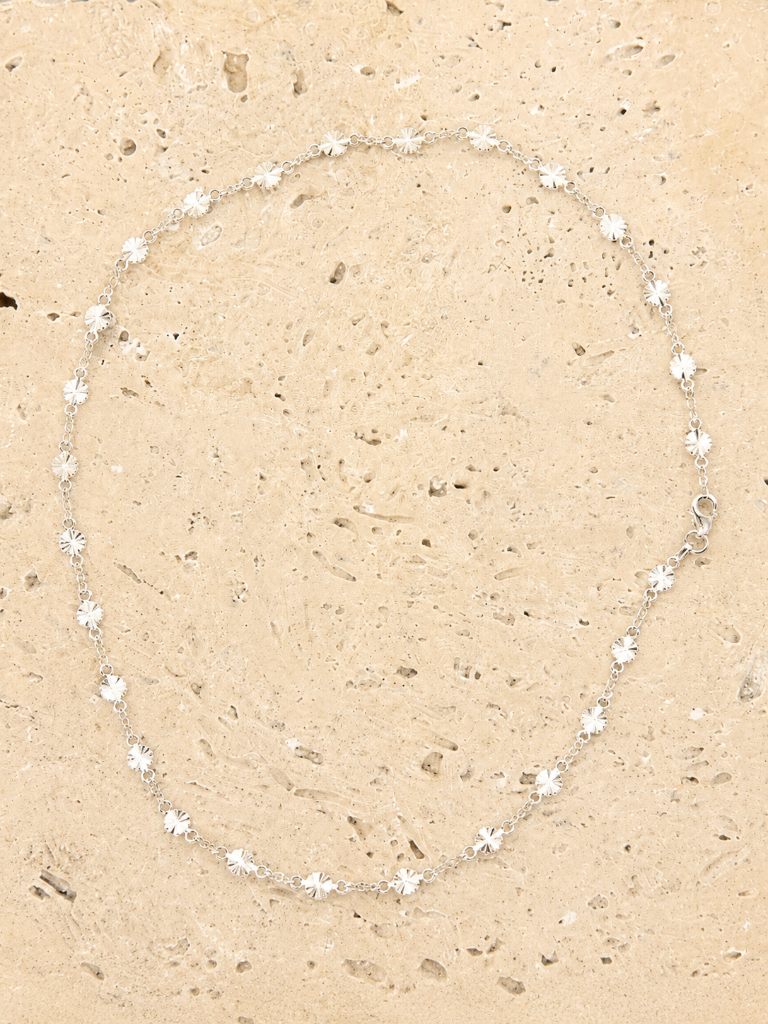 Silver flower link bracelet