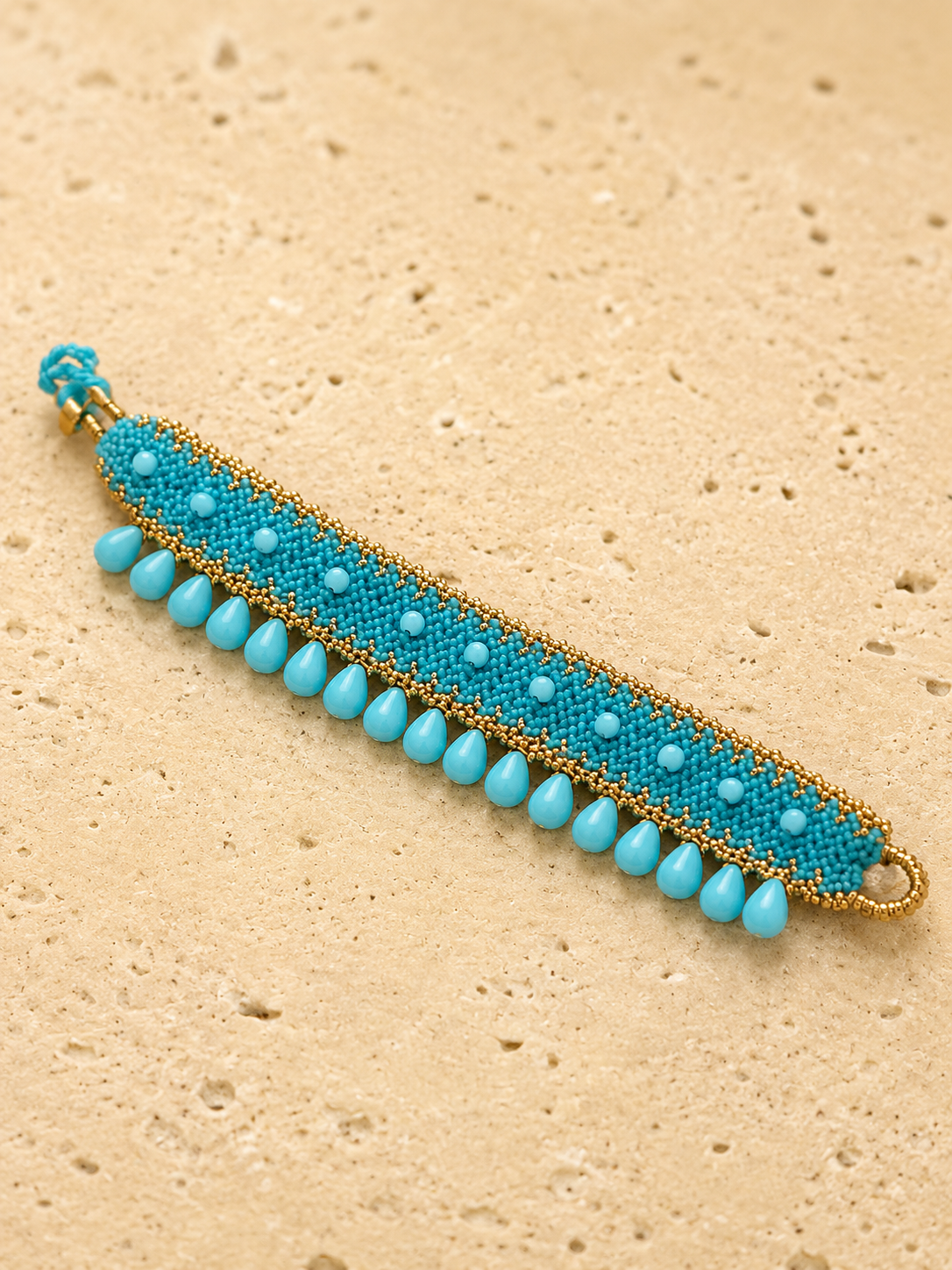 Turquoise beaded cuff