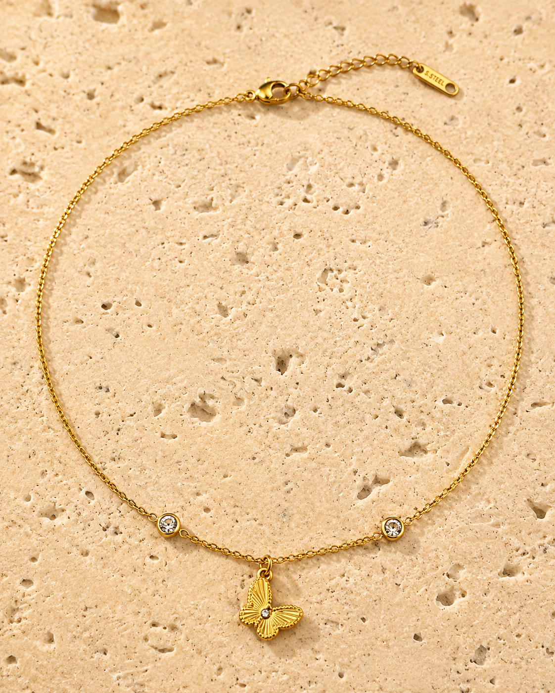 Gold butterfly necklace