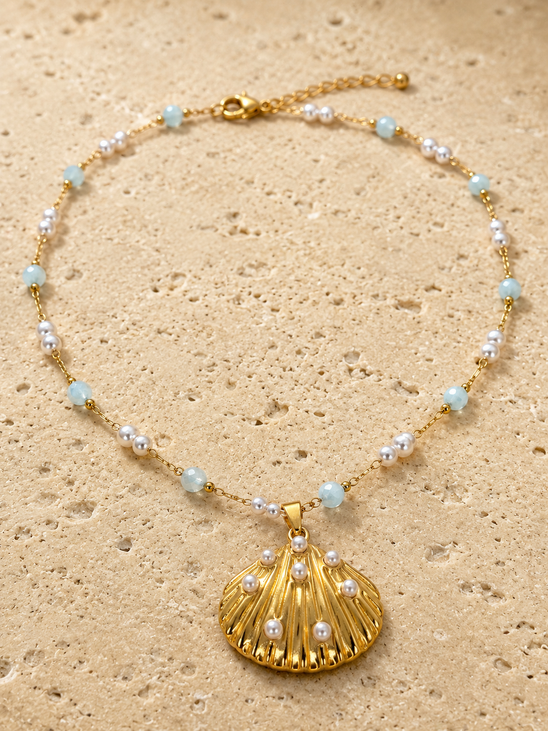 Pearl shell and semi precious beads