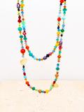 Semi precious stones, crystal and glass beading adjustable length necklace