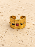 Multi coloured crystal ring