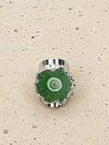 Green raw cut stone ring