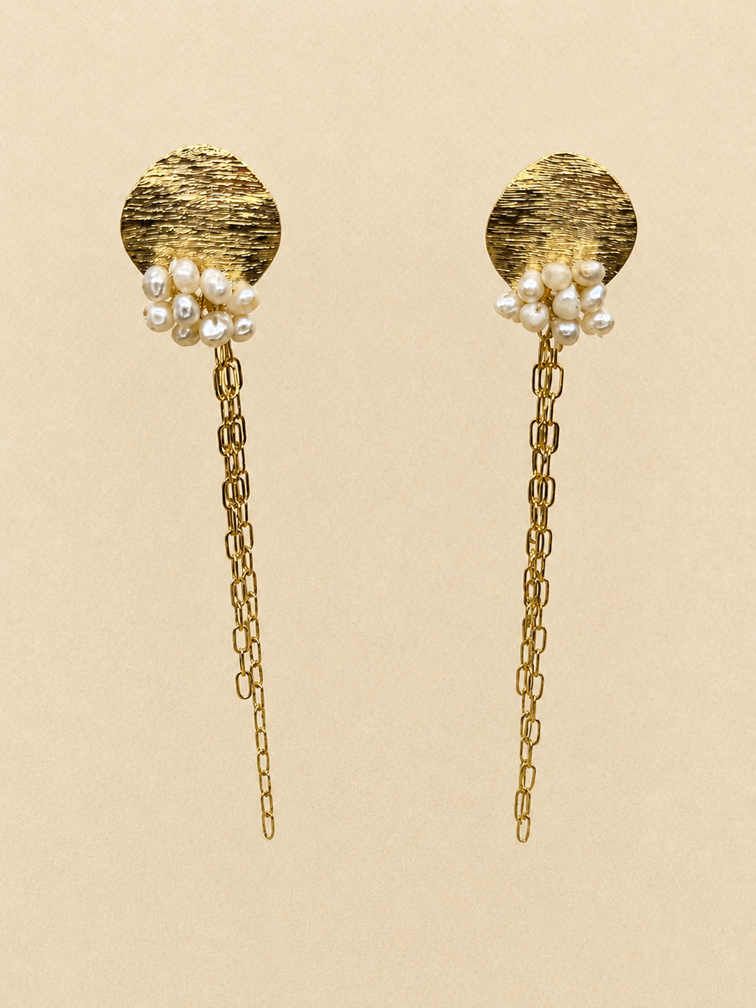 Brass and pearl earrings