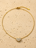 Gold crystal heart necklace