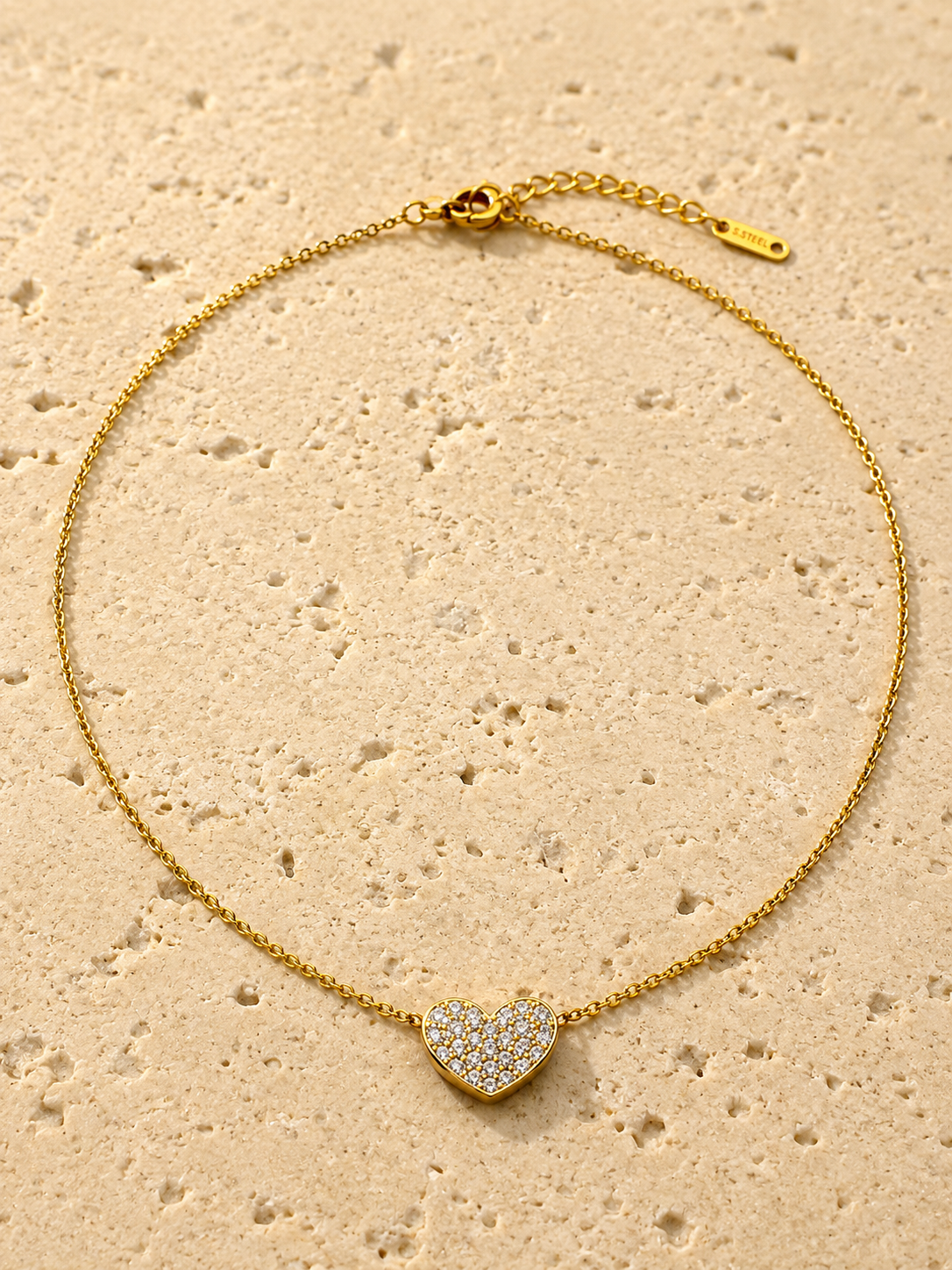 Gold crystal heart necklace