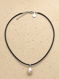 Freshwater pearl and woven necklace