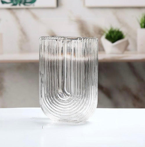 Apollo waterfall U-shape glass vase plain large