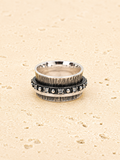 Silver and black diamond ring