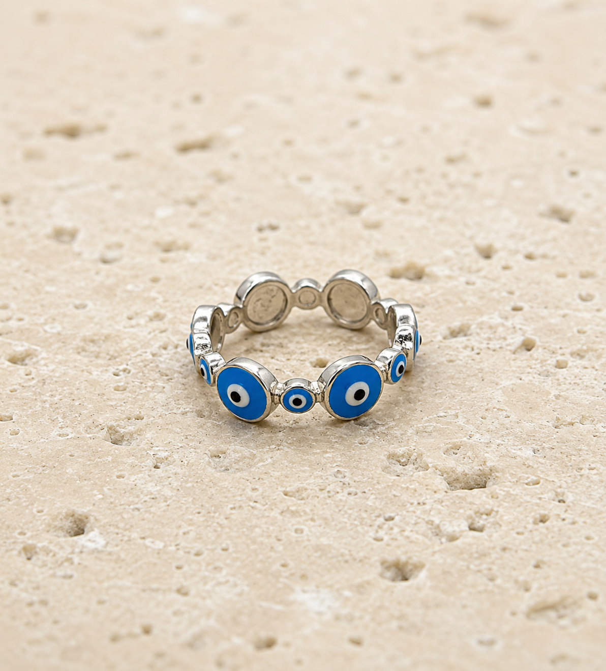 Silver evil eye ring