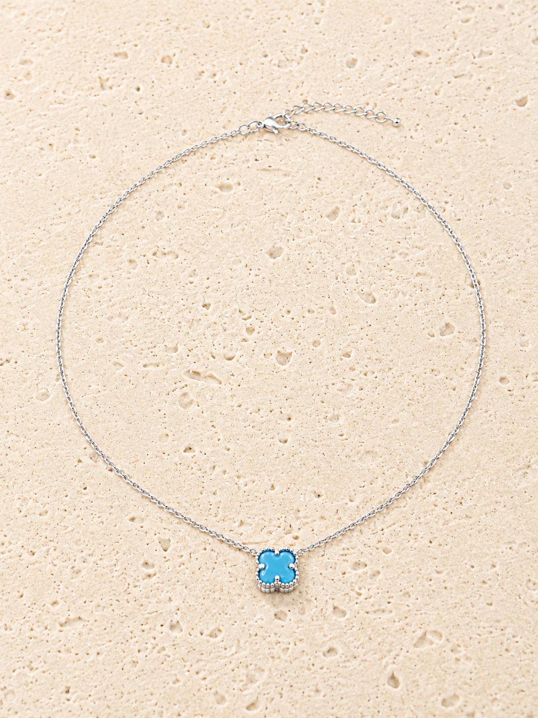 Turquoise four leave clover necklace