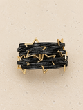 Leather and gold star cuff