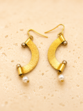 Freshwater pearl and brass earrings