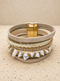 Leather and semi precious stone cuff