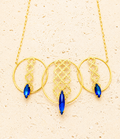 Brass and blue Swarovski crystal necklace