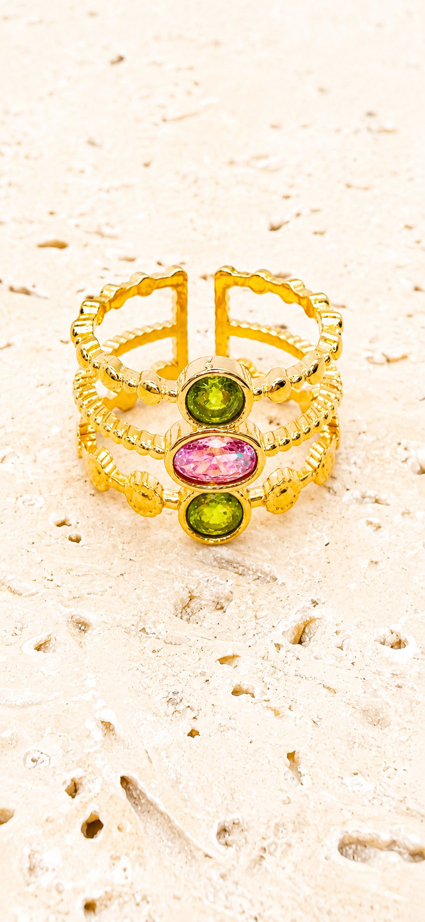 Crystal adjustable ring