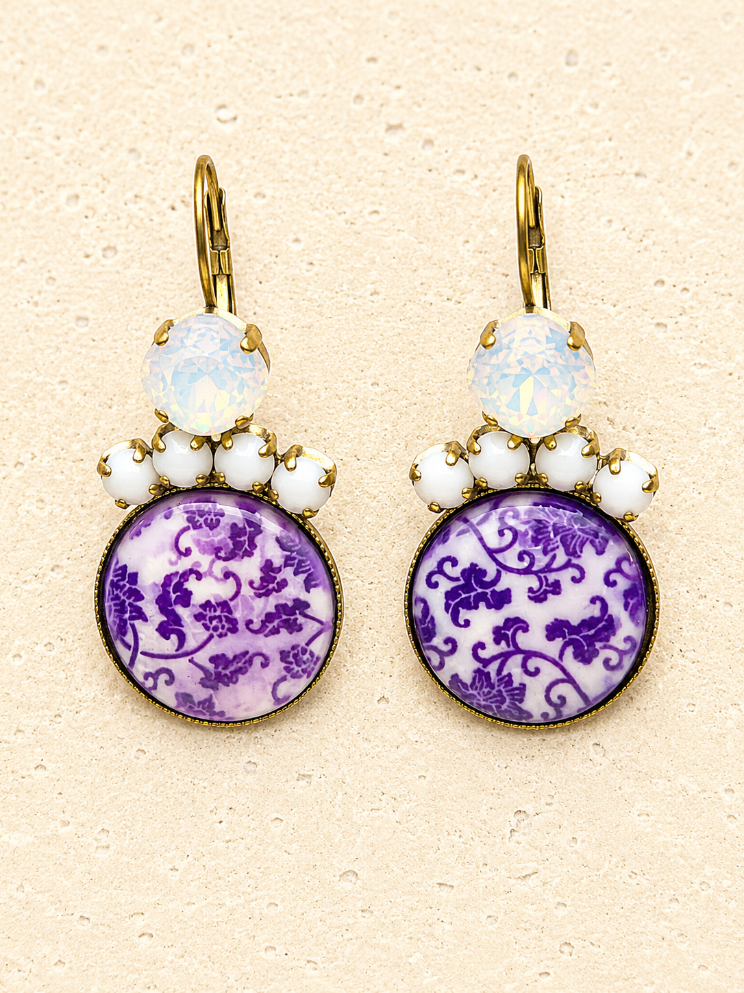 Murano glass brass earrings