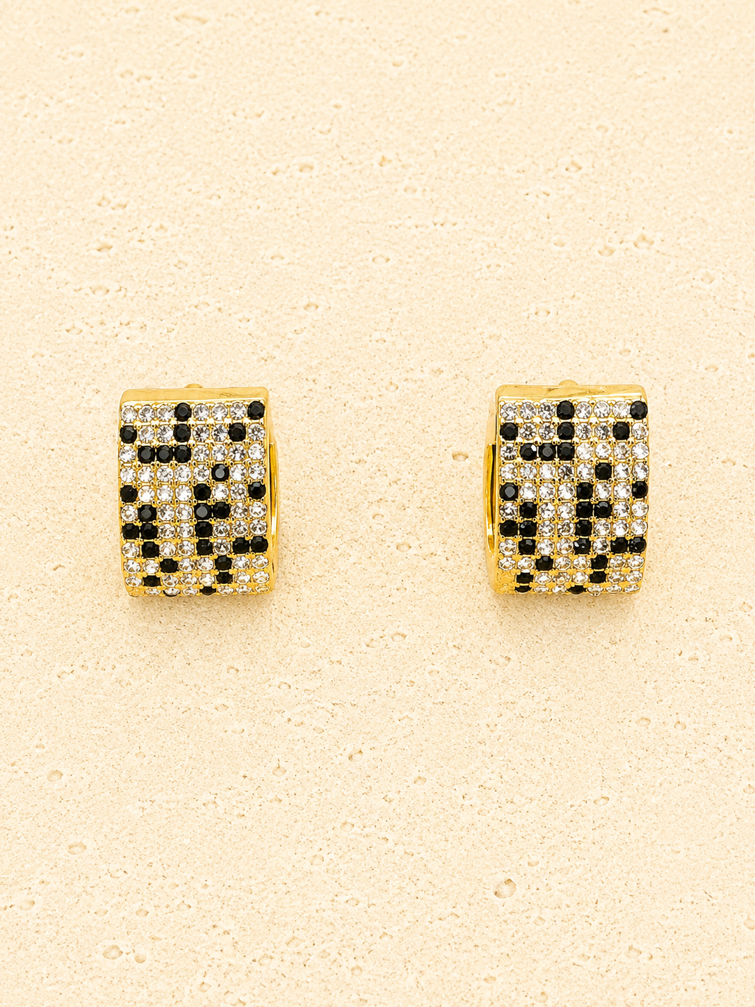 Black and white crystal earrings