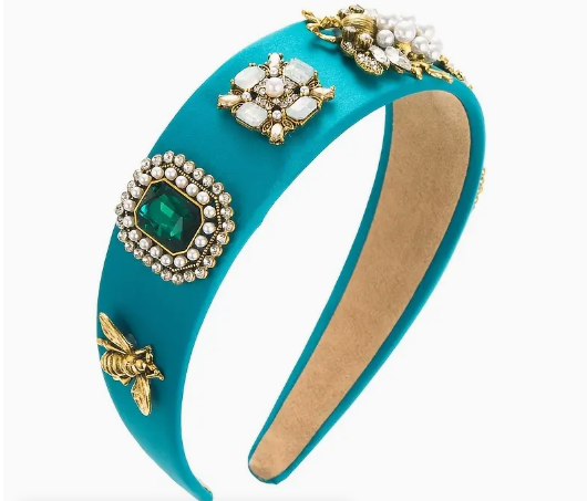 Resort wear baroque headband in turquoise