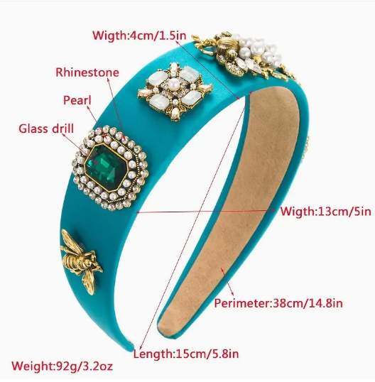 Resort wear baroque headband in turquoise