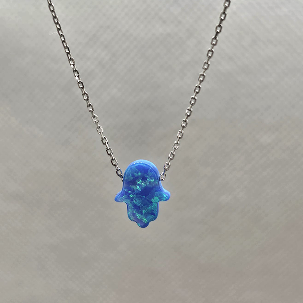 Opalite Hamsa Charm Necklace