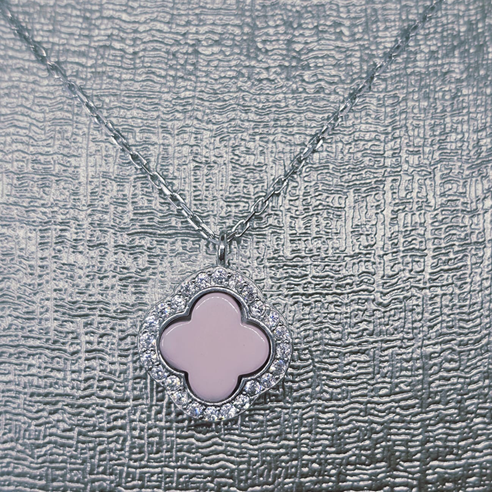 Pink Quartz Clover Necklace