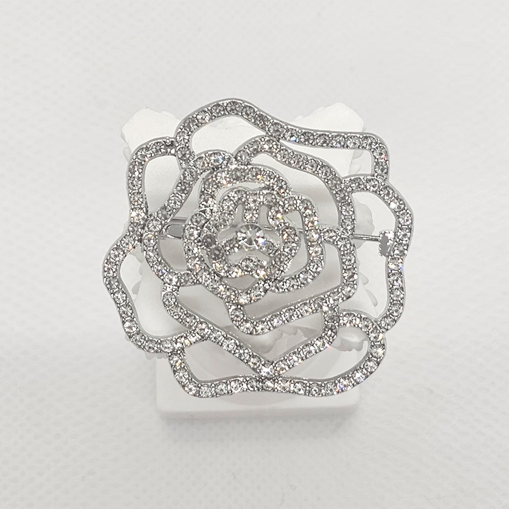 Crystal Rose Outline Brooch
