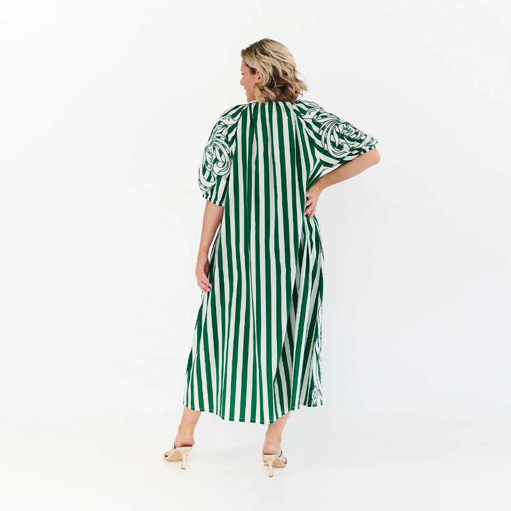 The Ivy Green Stripe Dress - Alexander Santorini
