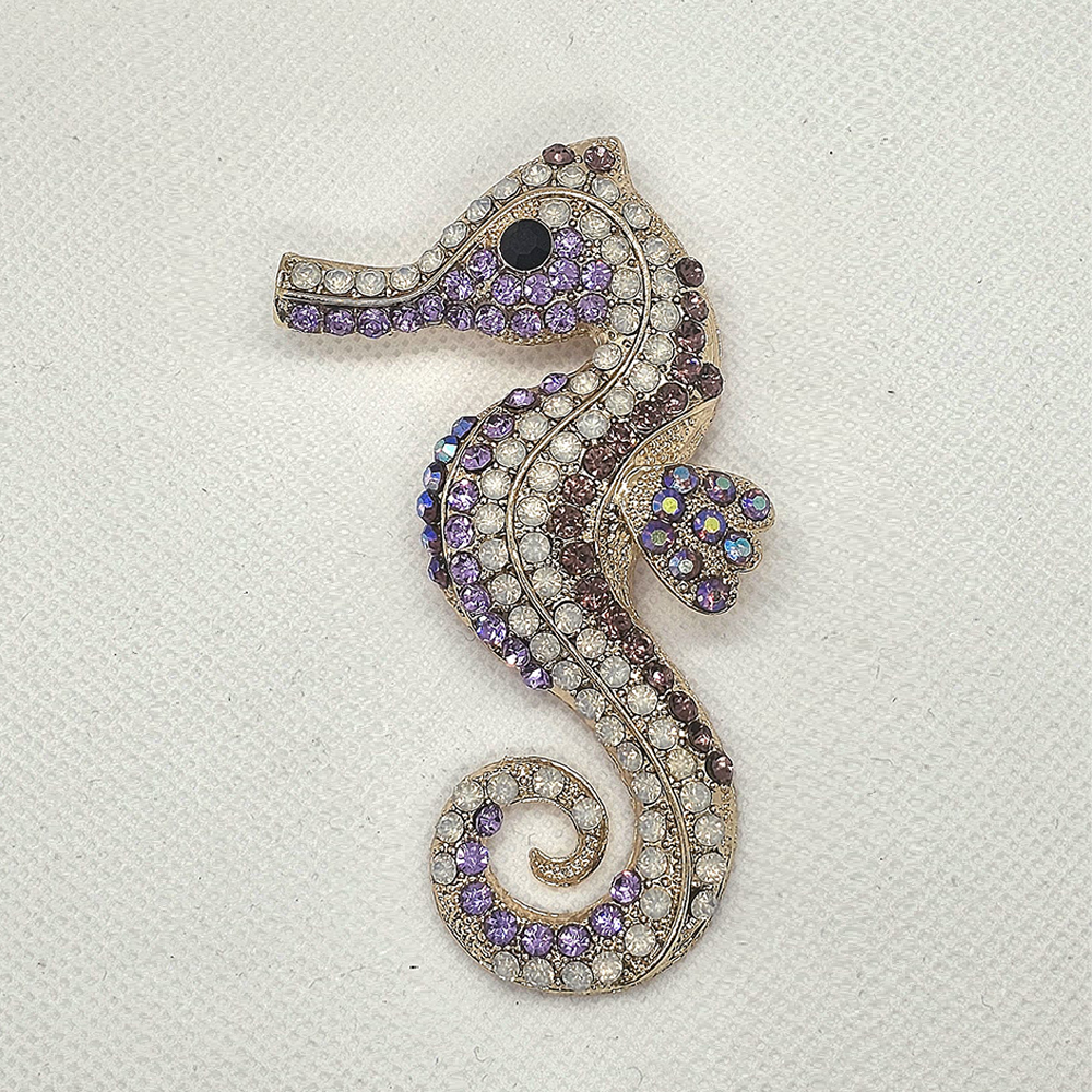 Crystal Seahorse Brooch