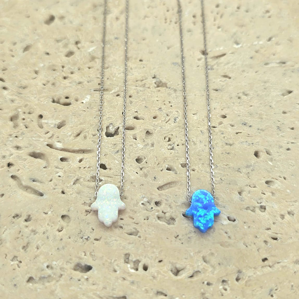 Opalite Hamsa Charm Necklace