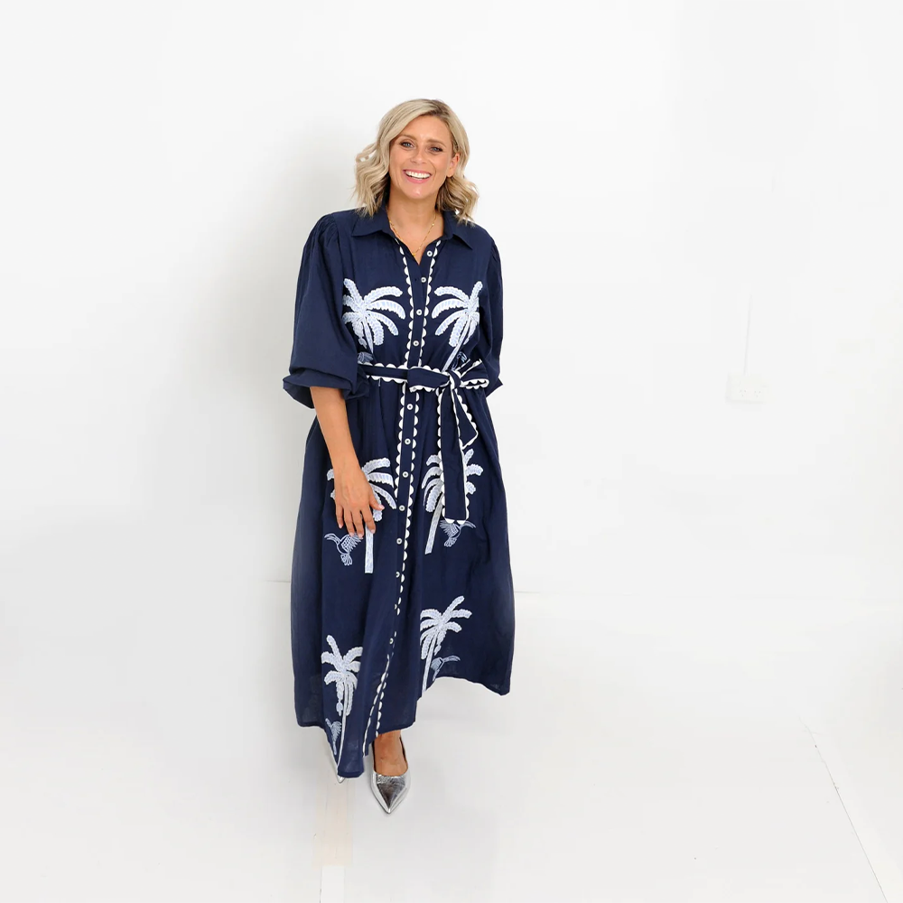 Palm Blue Dress - Alexander Santorini